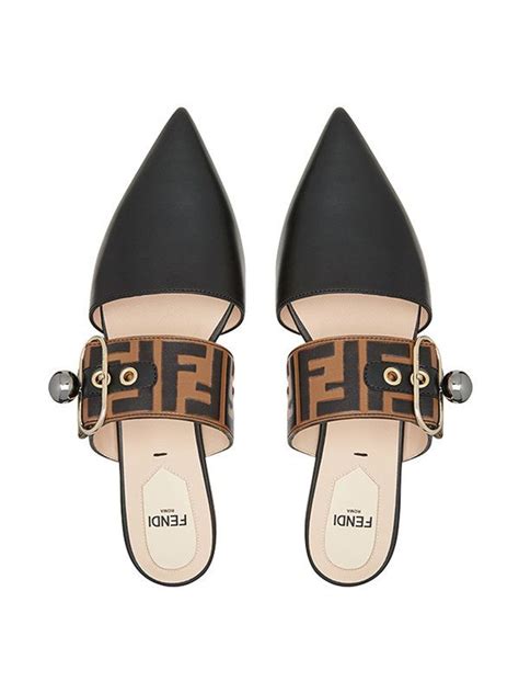 fendi sabot mules fur|fendi leather flat slides.